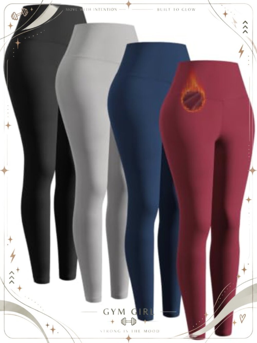 Fleece Lined Thermal Leggings High Waisted Winter Yoga Pants Women 4 Pack
